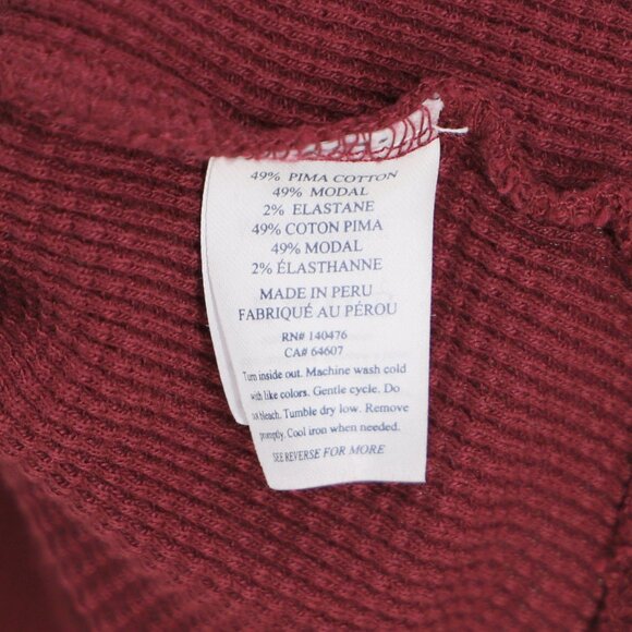 FAHERTY Women's Legend Waffle Knit Crew Neck Long Sleeve Top Maroon Size M - Picture 7 of 7
